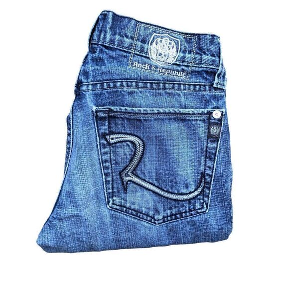 Rock & Republic Embroidered Jeans Size 30 Blue - Picture 2 of 9
